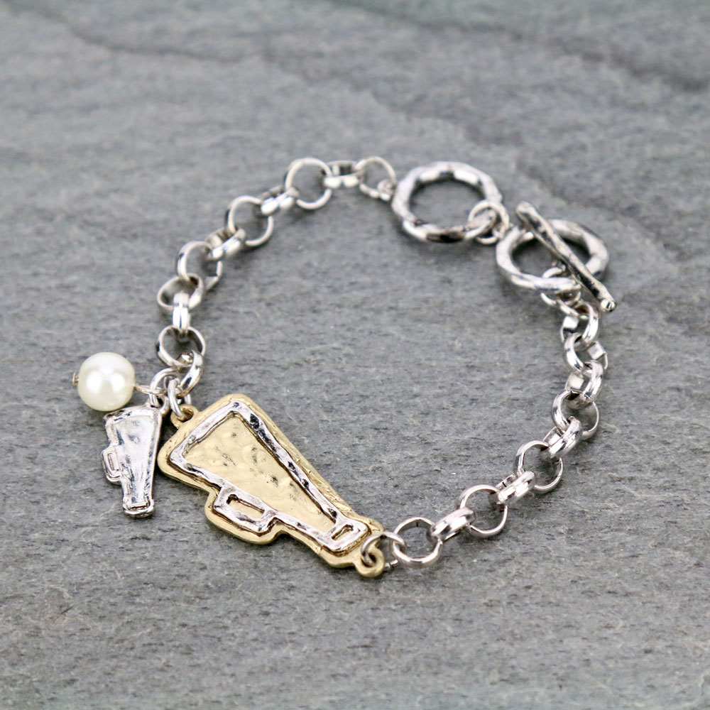 Sports "Cheer Megaphone" Link Bracelet