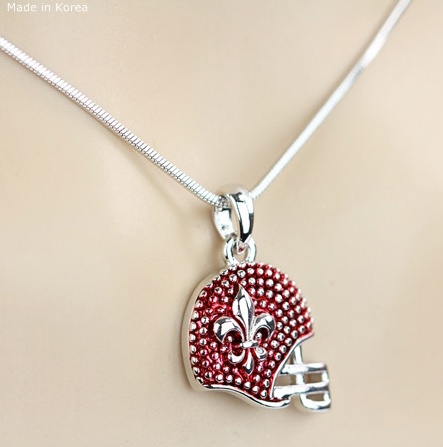 Football Helmet w/Fleur De Lis Logo Pendant Necklace - Image 2