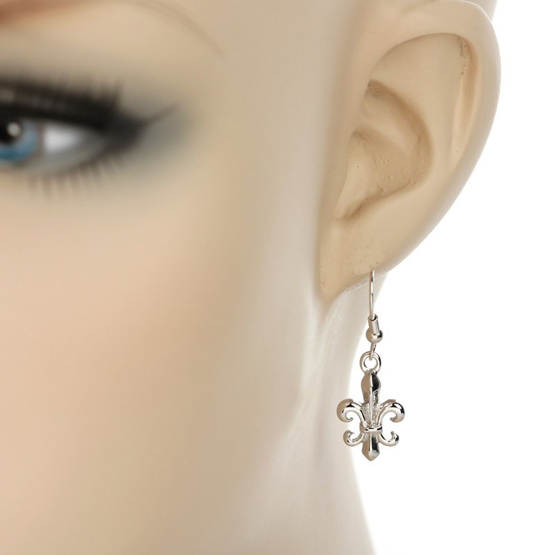 Fleur De Lis Fish Hook Earrings - Image 2