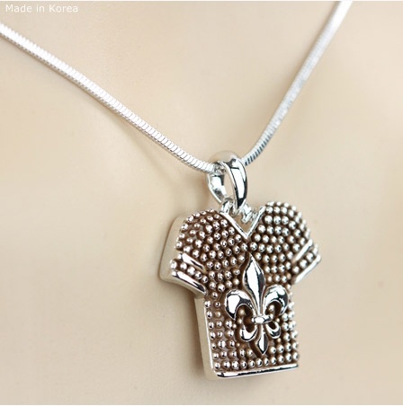 Football Uniform w/Fleur De Lis Logo Pendant Necklace - Image 2