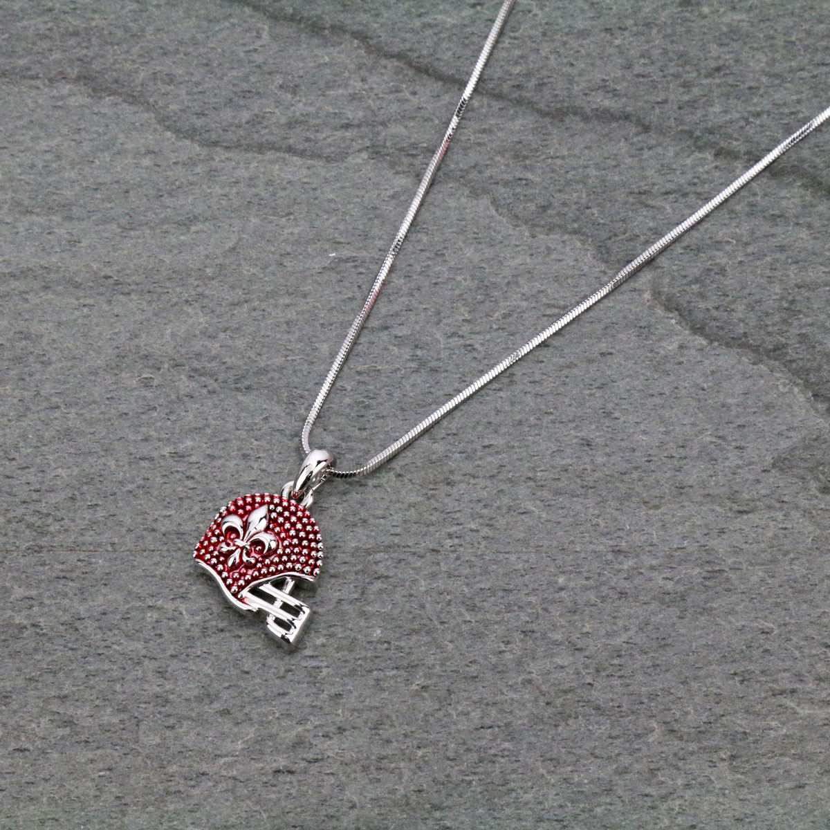 Football Helmet w/Fleur De Lis Logo Pendant Necklace