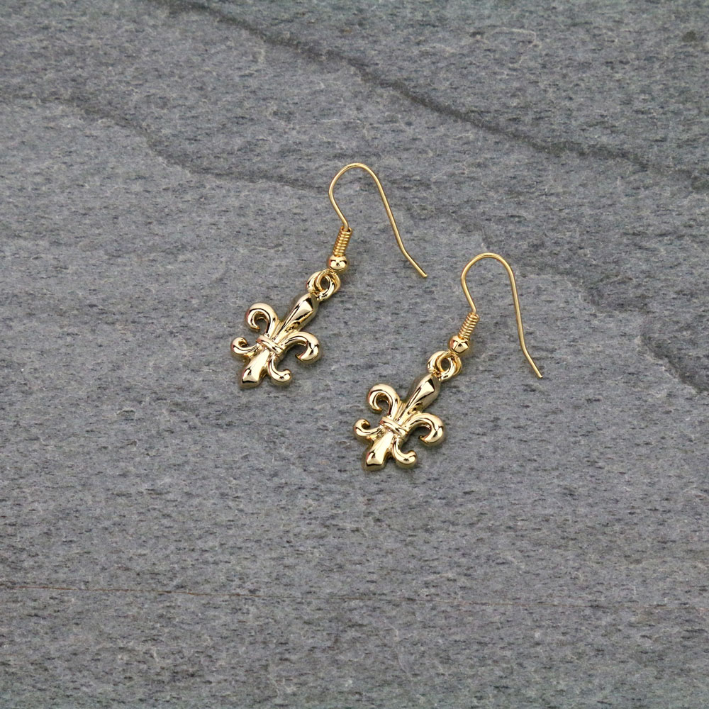 Fleur De Lis Fish Hook Earrings