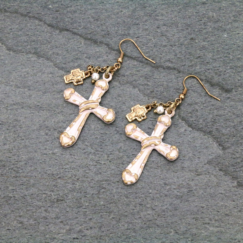 Cross Fish Hook Earrings