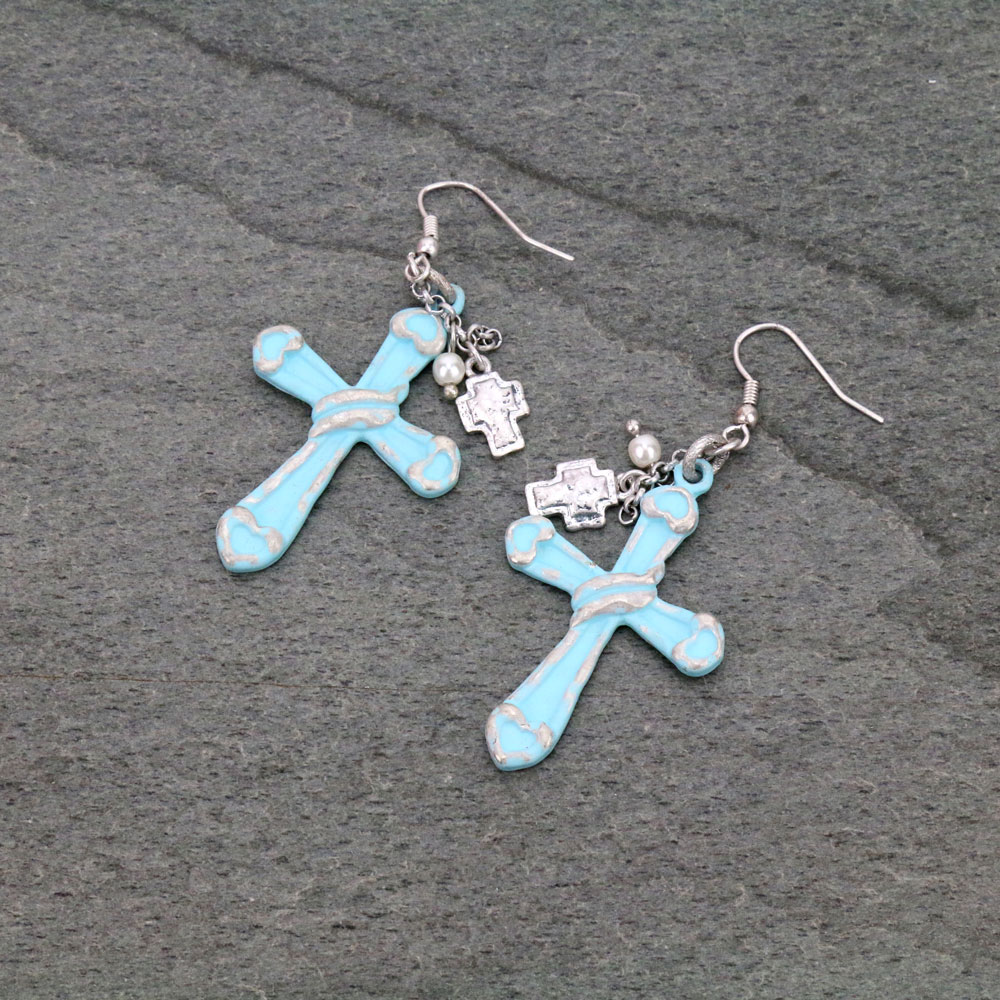 Cross Fish Hook Earrings