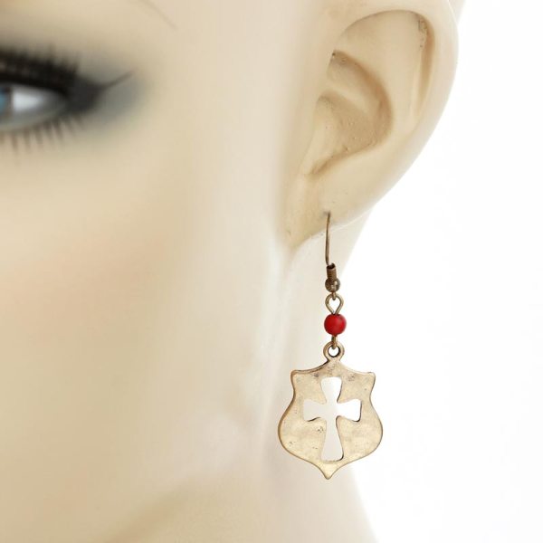Cross Fish Hook Earrings - Image 2