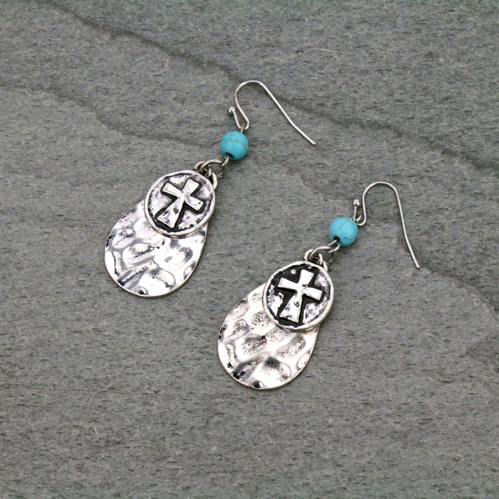 Cross Fish Hook Earrings