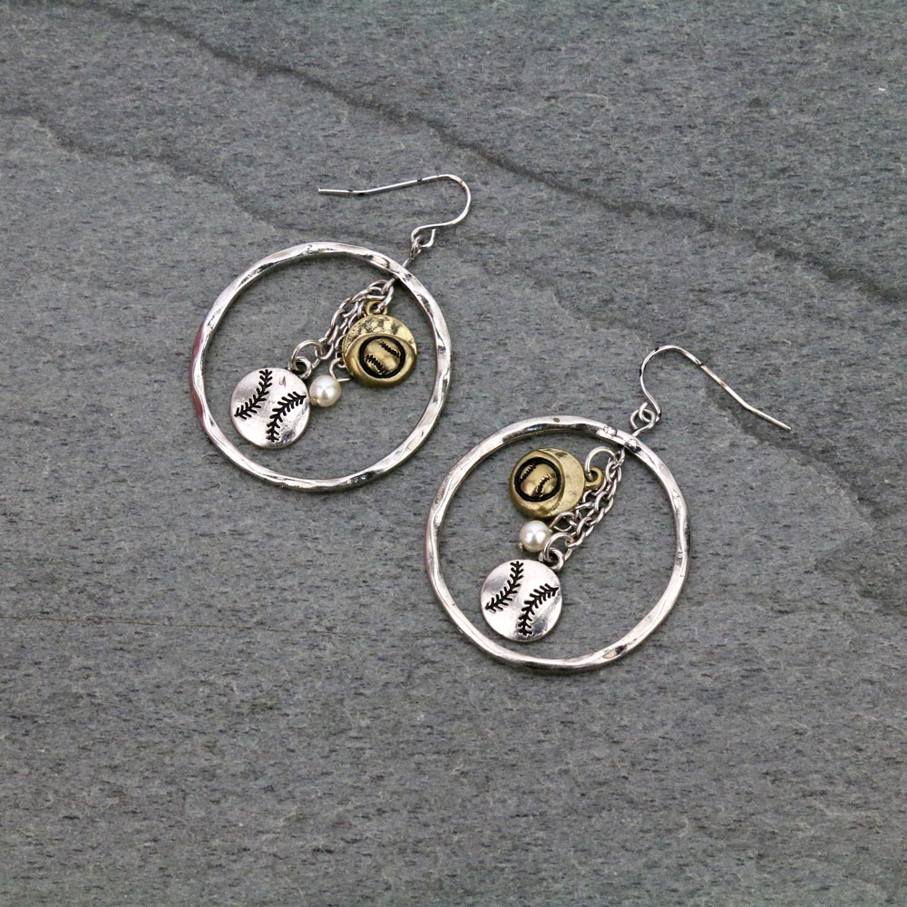 Sports "Softball" Fish Hook Earrings