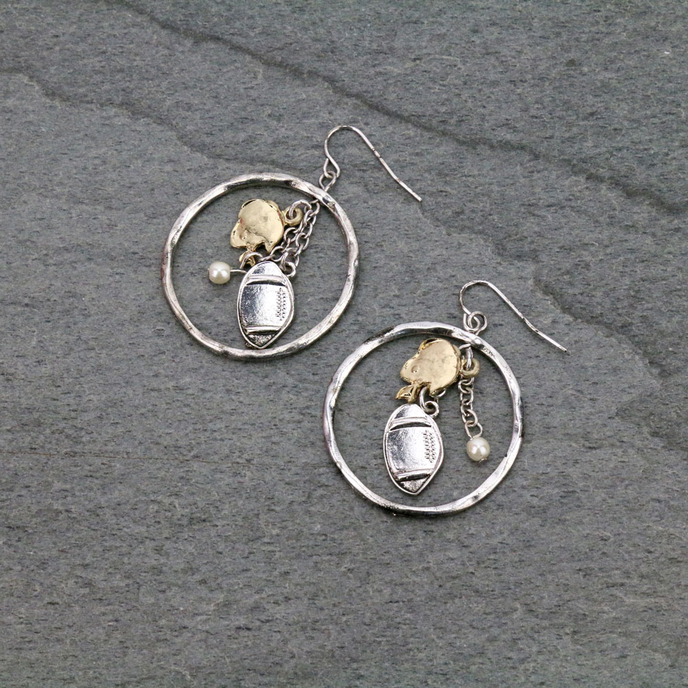 Sports "Football and Helmet" Fish Hook Earrings