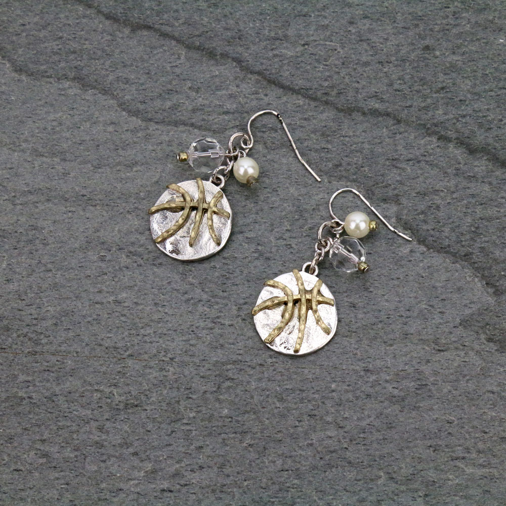 Sports "Basketball" Fish Hook Earrings
