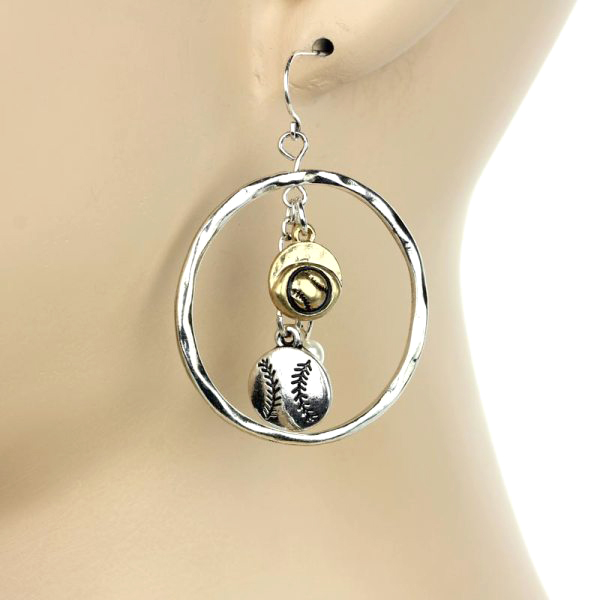 Sports "Softball" Fish Hook Earrings - Image 2