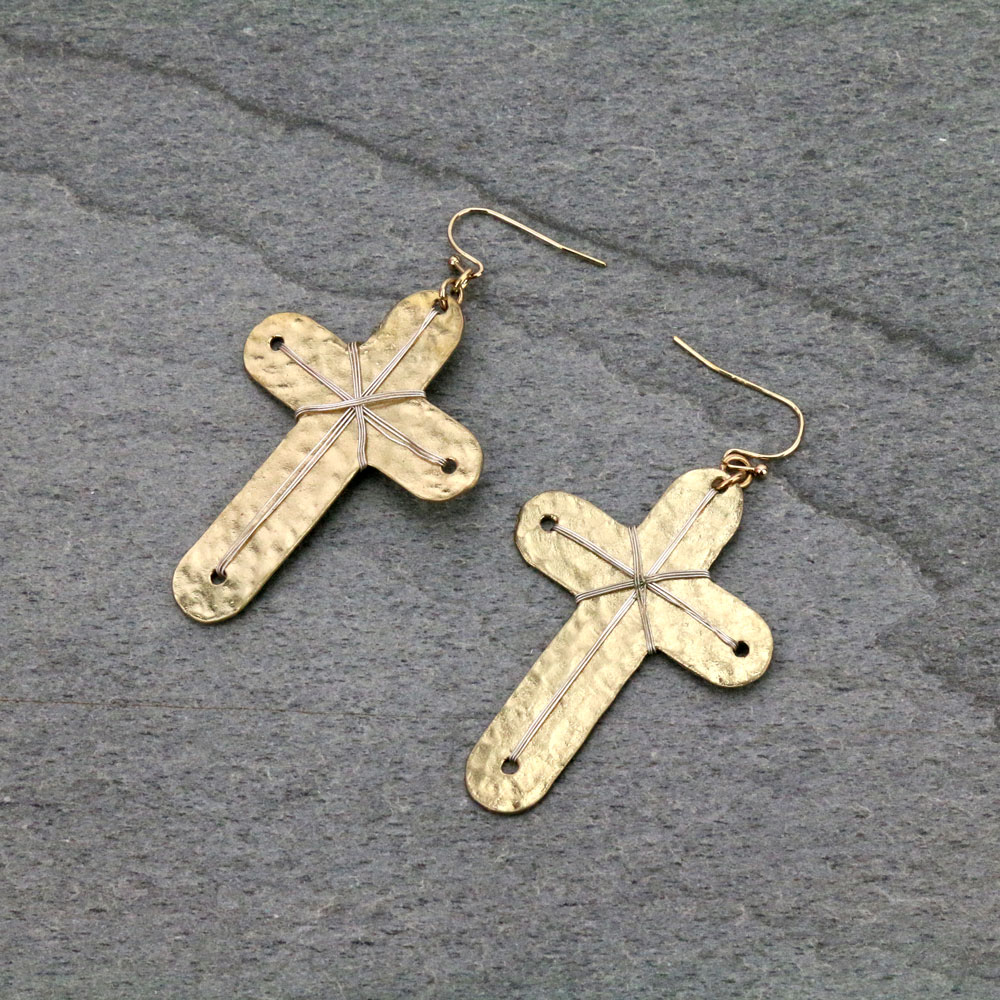 Cross Fish Hook Earrings