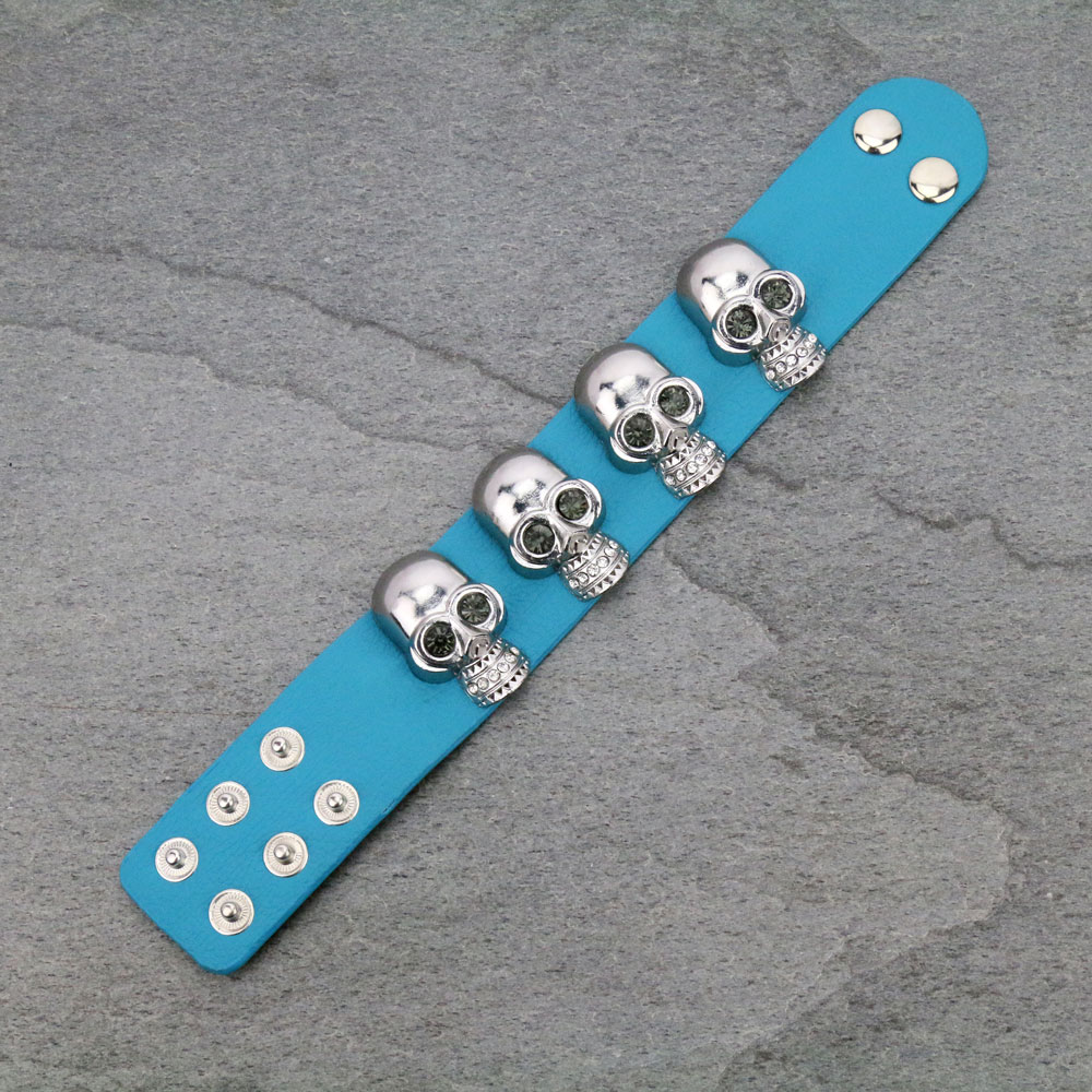Skull Leather Bracelet - Image 2