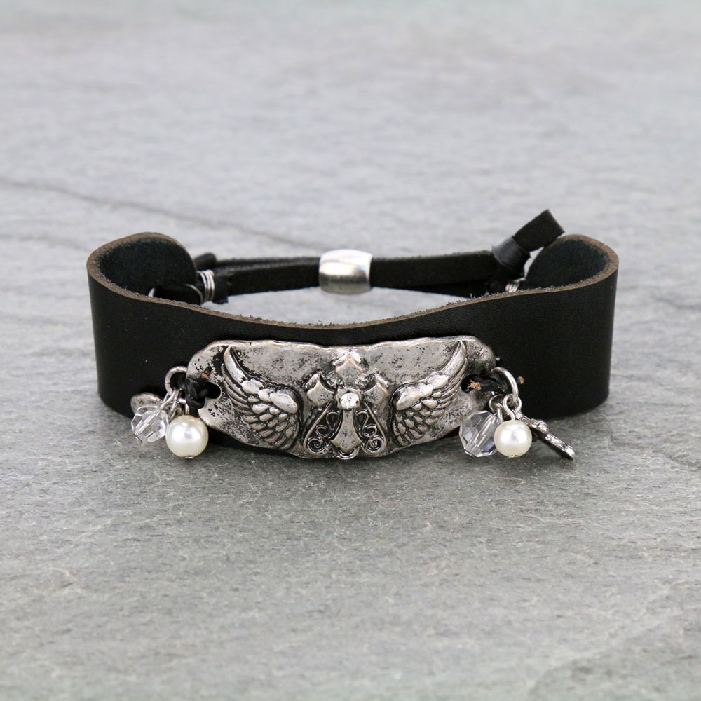 Cross Leather Bracelet