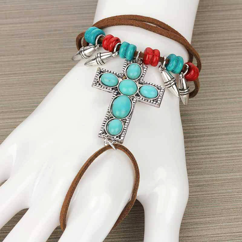 Cross Leather Bracelet - Image 2