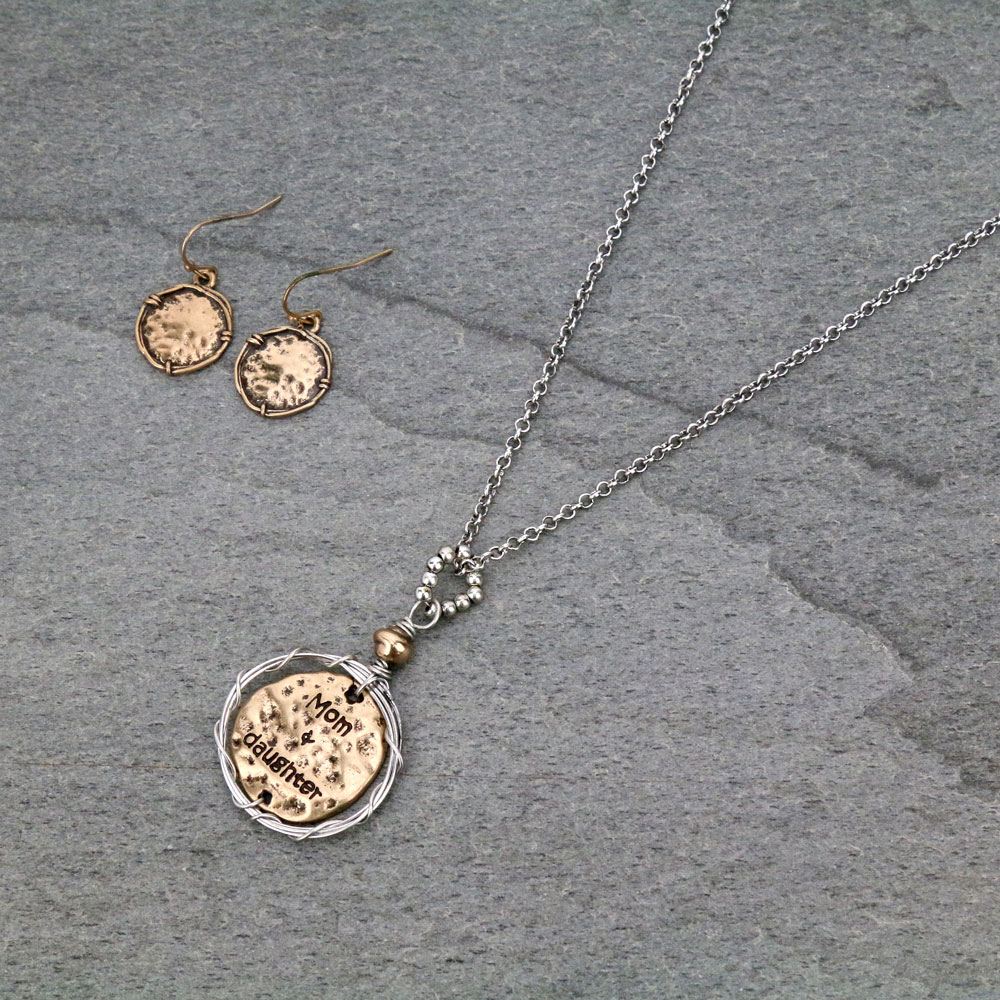 Inspirational "Mom and Daughter" Necklace Set