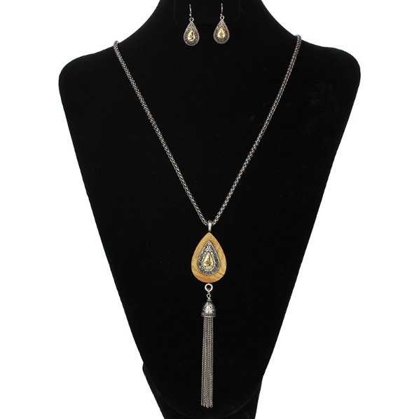 Fashion Pendent w/Chain Tassel Necklace - Image 2