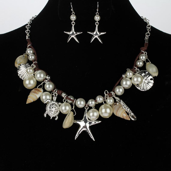 Pearl Bead Sea Life Necklace Set - Image 2