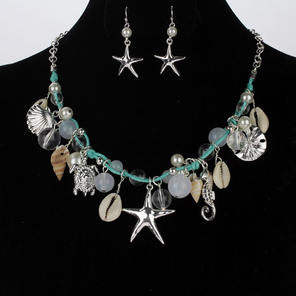 Pearl Bead Sea Life Necklace Set - Image 2