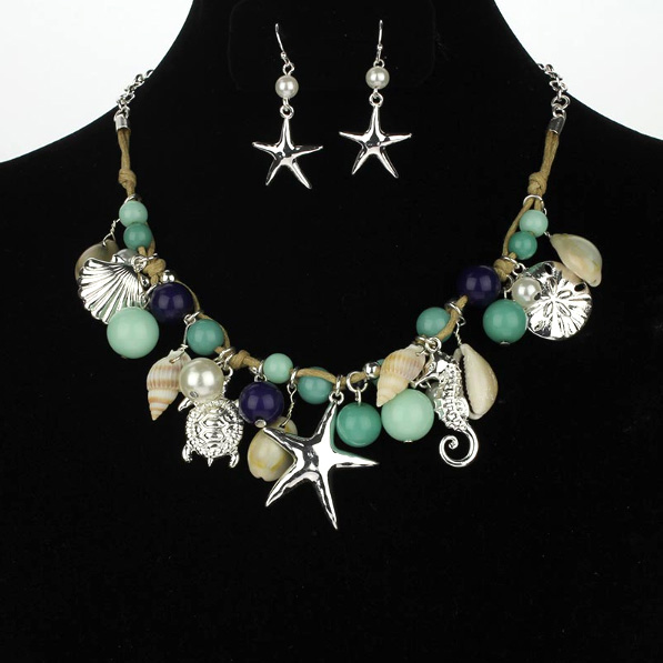 Pearl Bead Sea Life Necklace Set - Image 2