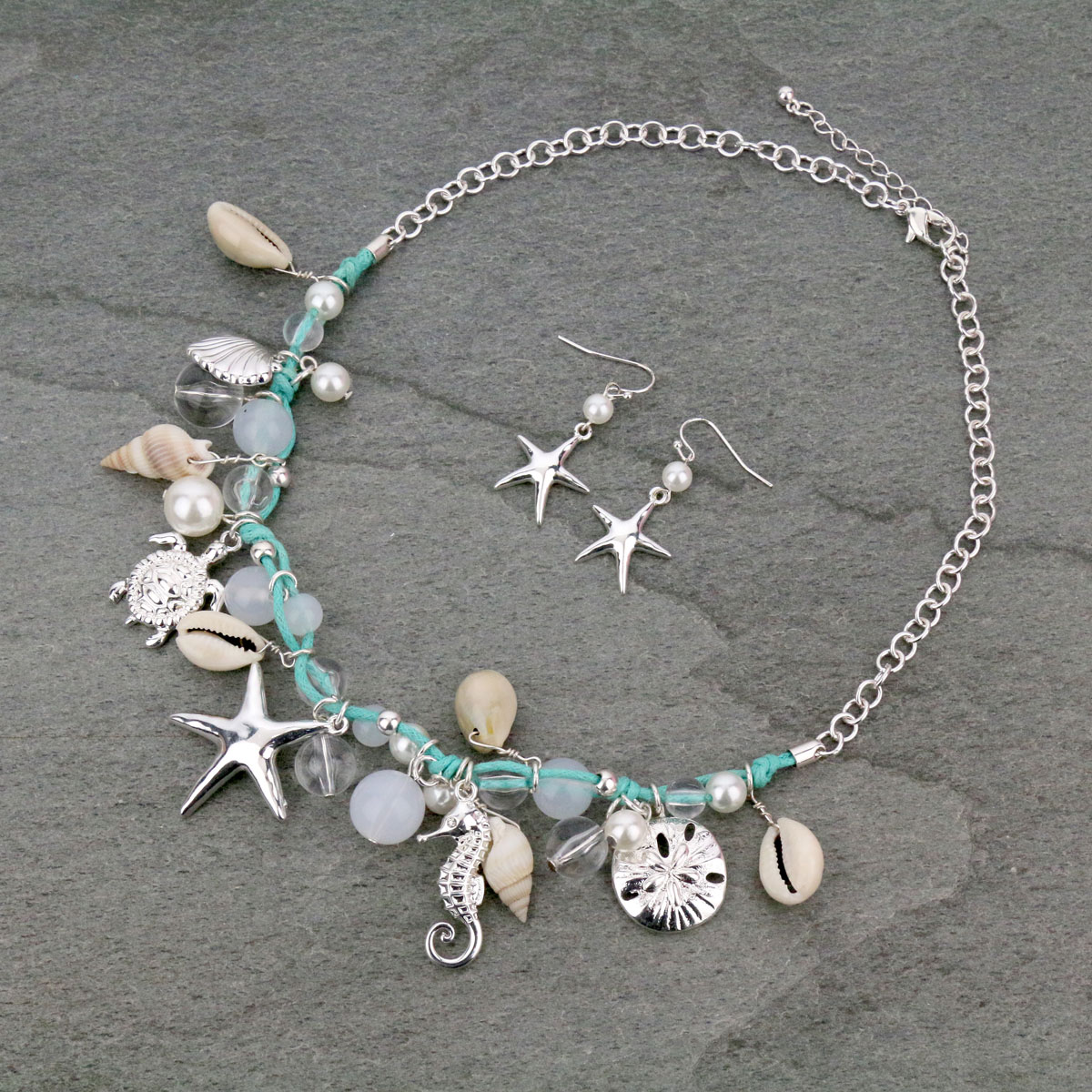 Pearl Bead Sea Life Necklace Set
