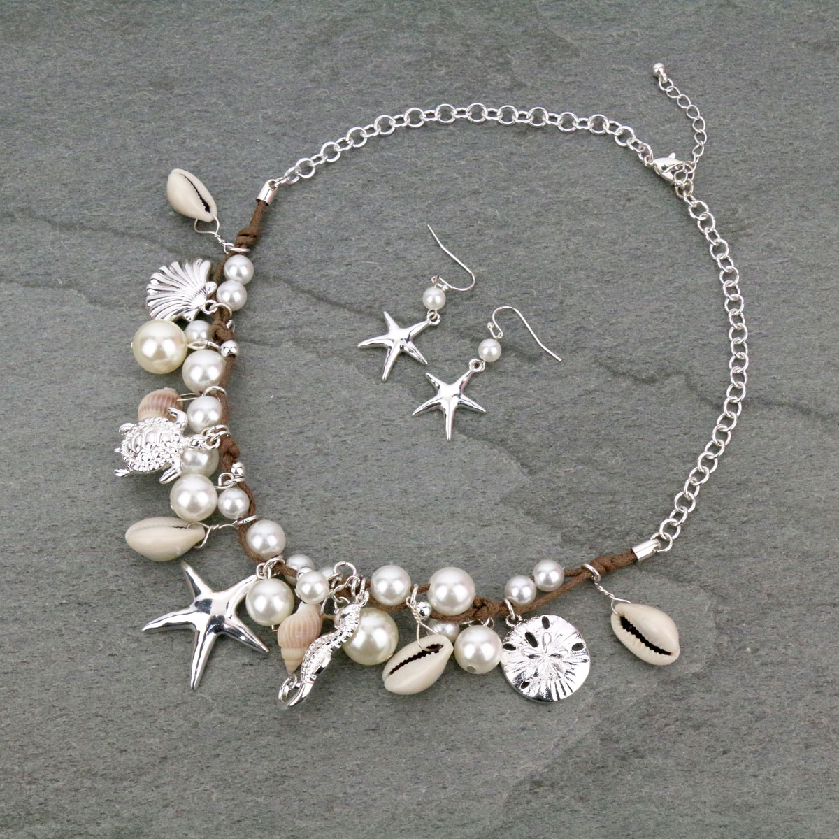 Pearl Bead Sea Life Necklace Set