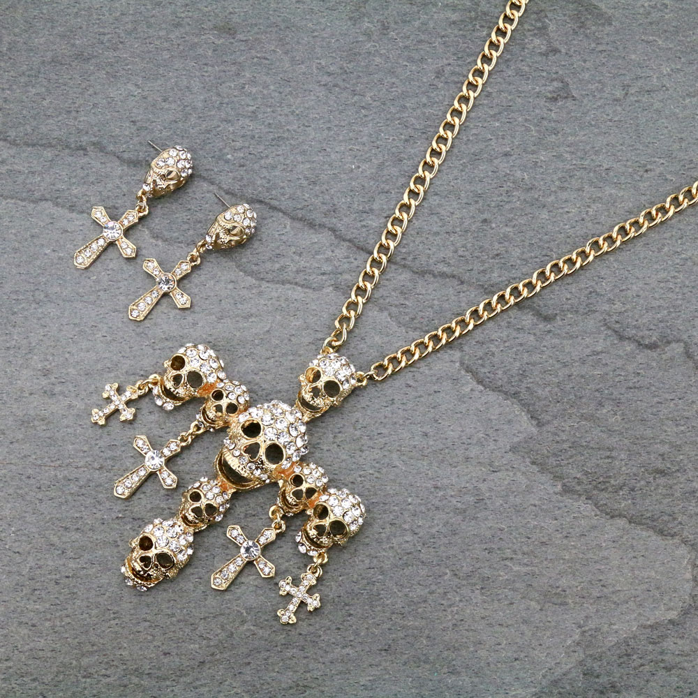 Skull Pendant Necklace Set