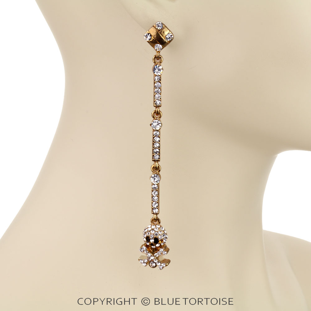Skull Dangling Stud Earrings - Image 2