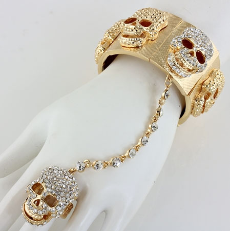 Skull Stretch Bracelet w/Ring - Image 2