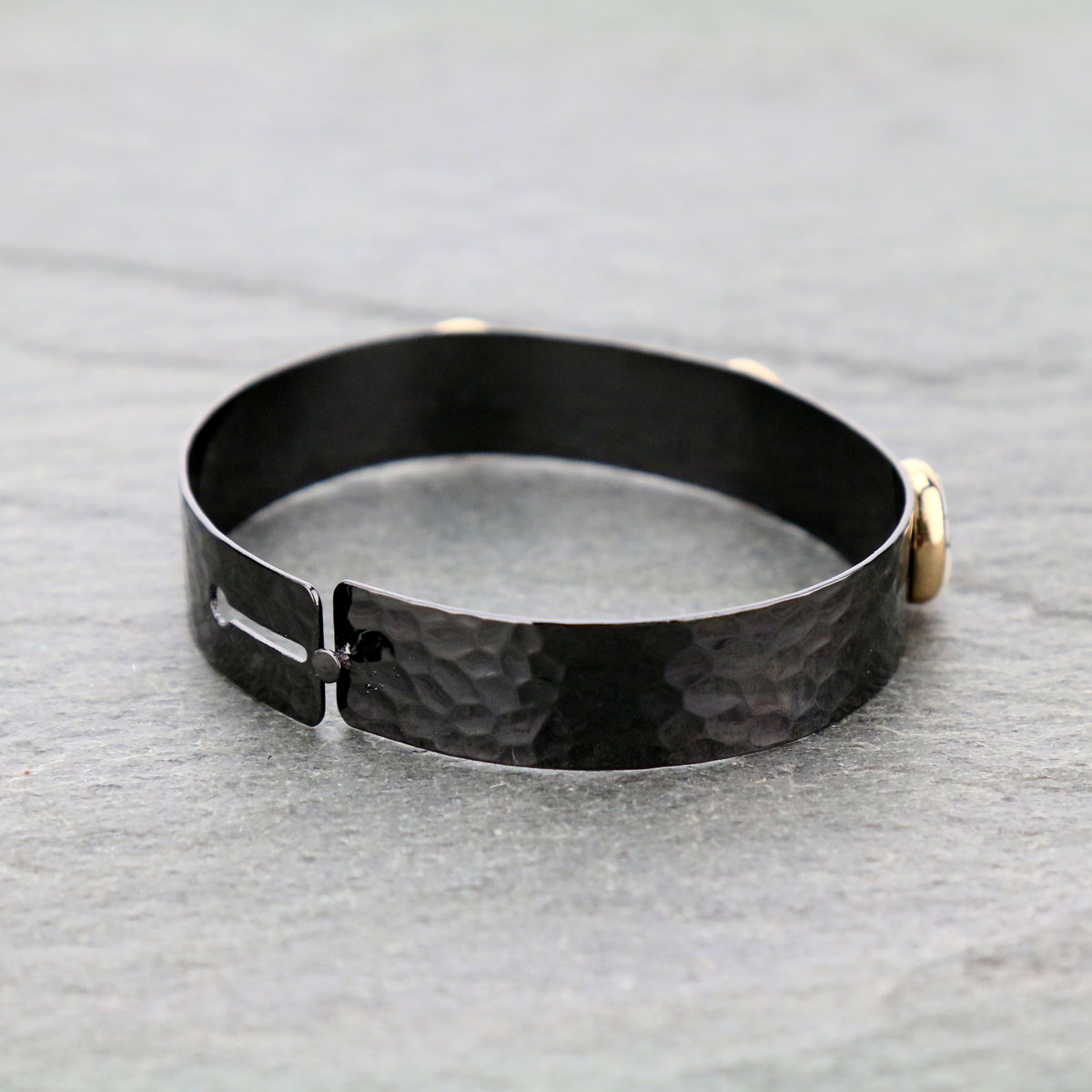 Hammered Stone Hook Cuff Bracelet - Image 2