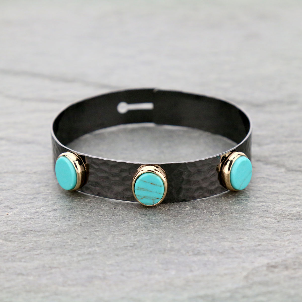 Hammered Stone Hook Cuff Bracelet
