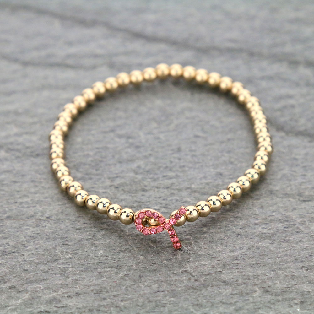 Breast Cancer Pink Ribbon Stretch Bracelet