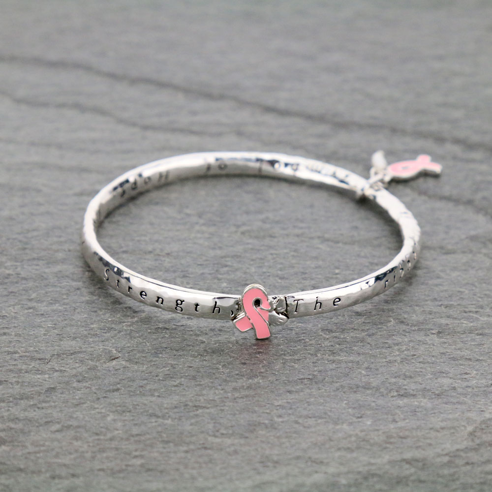 Pink Ribbon Bangle Bracelet