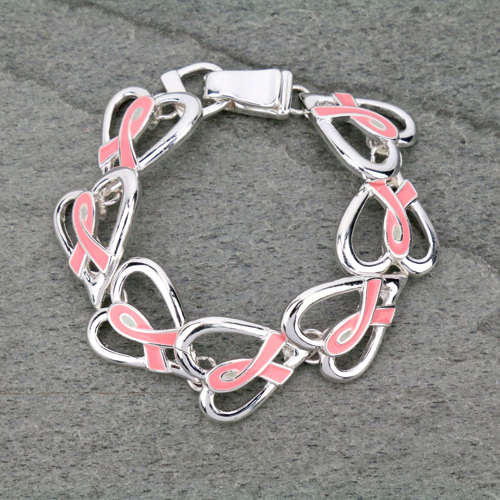 Breast Cancer Pink Ribbon Magnetic Bracelet