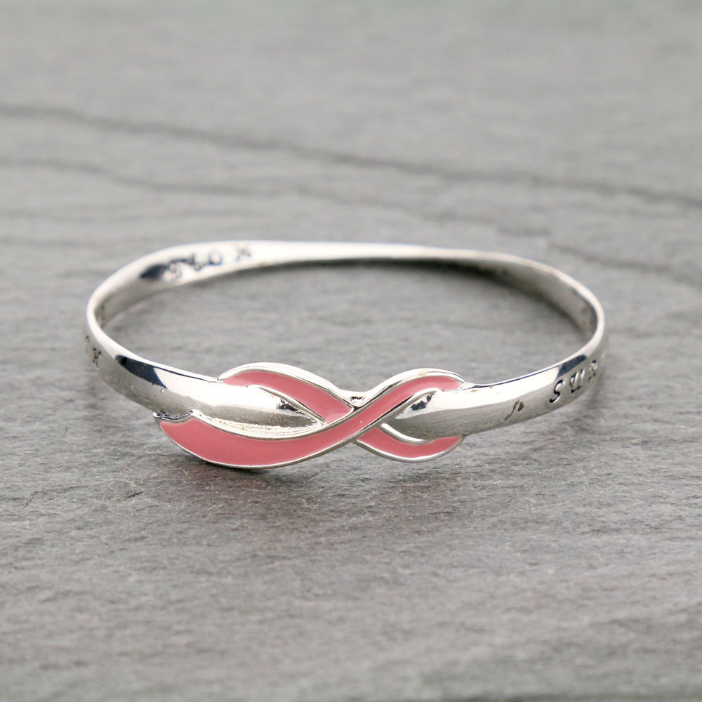 Pink Ribbon Bangle Bracelet