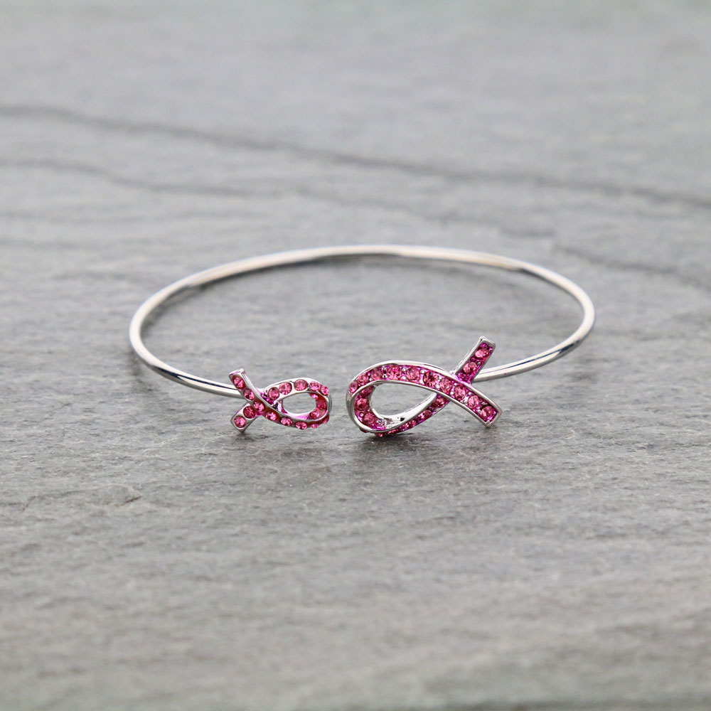 Breast Cancer Ribbon Cuff Bracelet