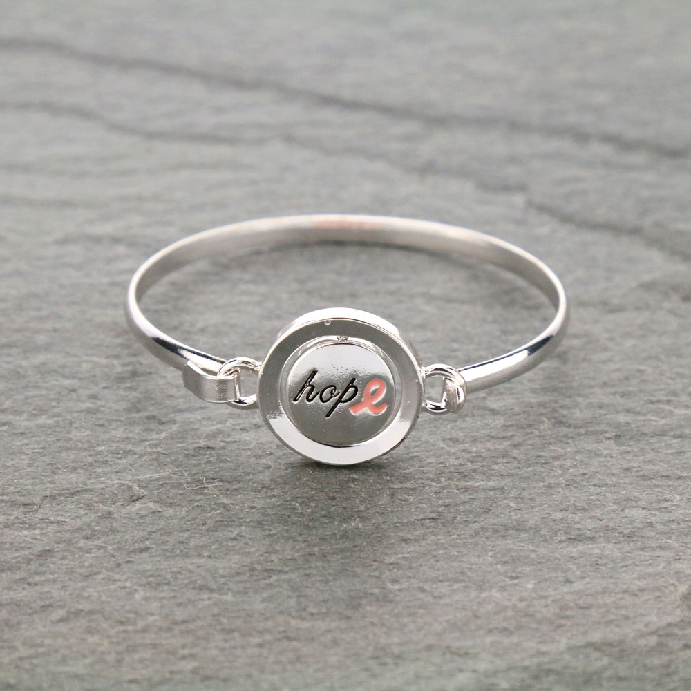 Pink Ribbon Bangle Bracelet - Image 2