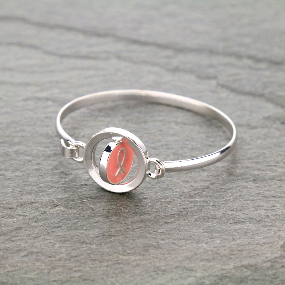 Pink Ribbon Bangle Bracelet - Image 3