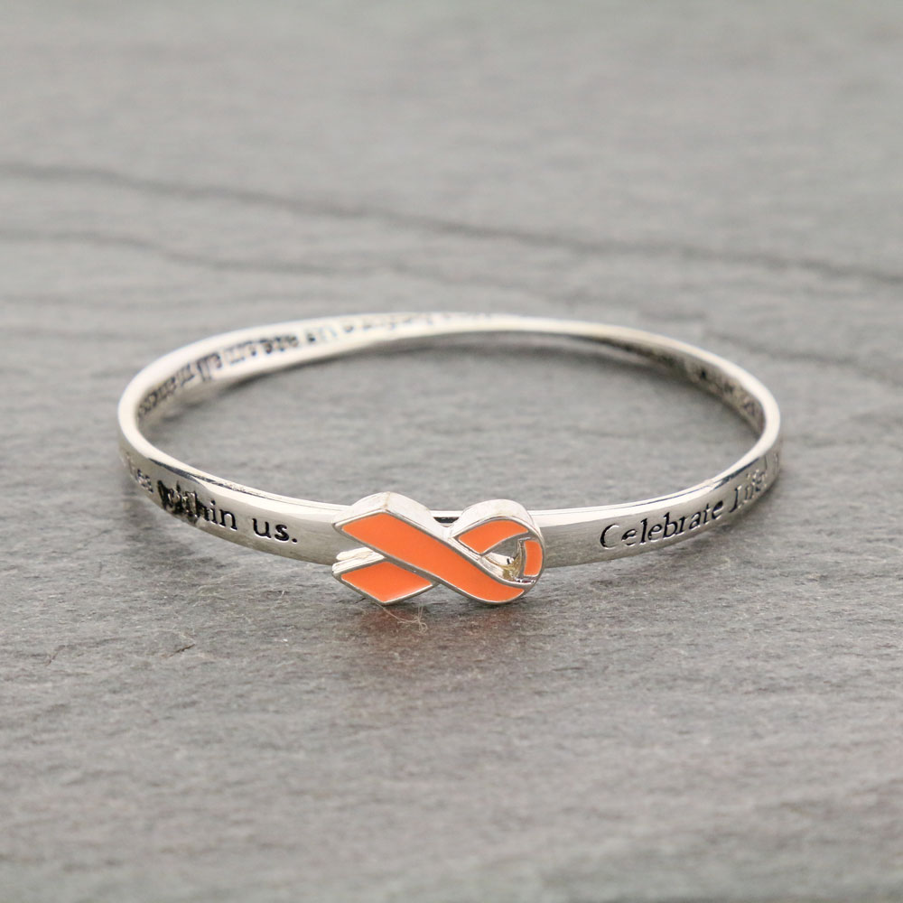 Breast Cancer Ribbon Bangle Bracelet