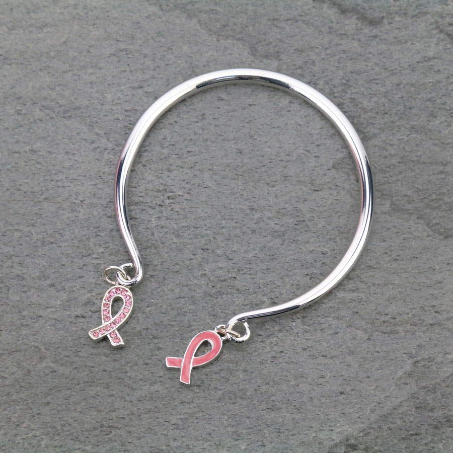 Pink Ribbon Bangle Bracelet