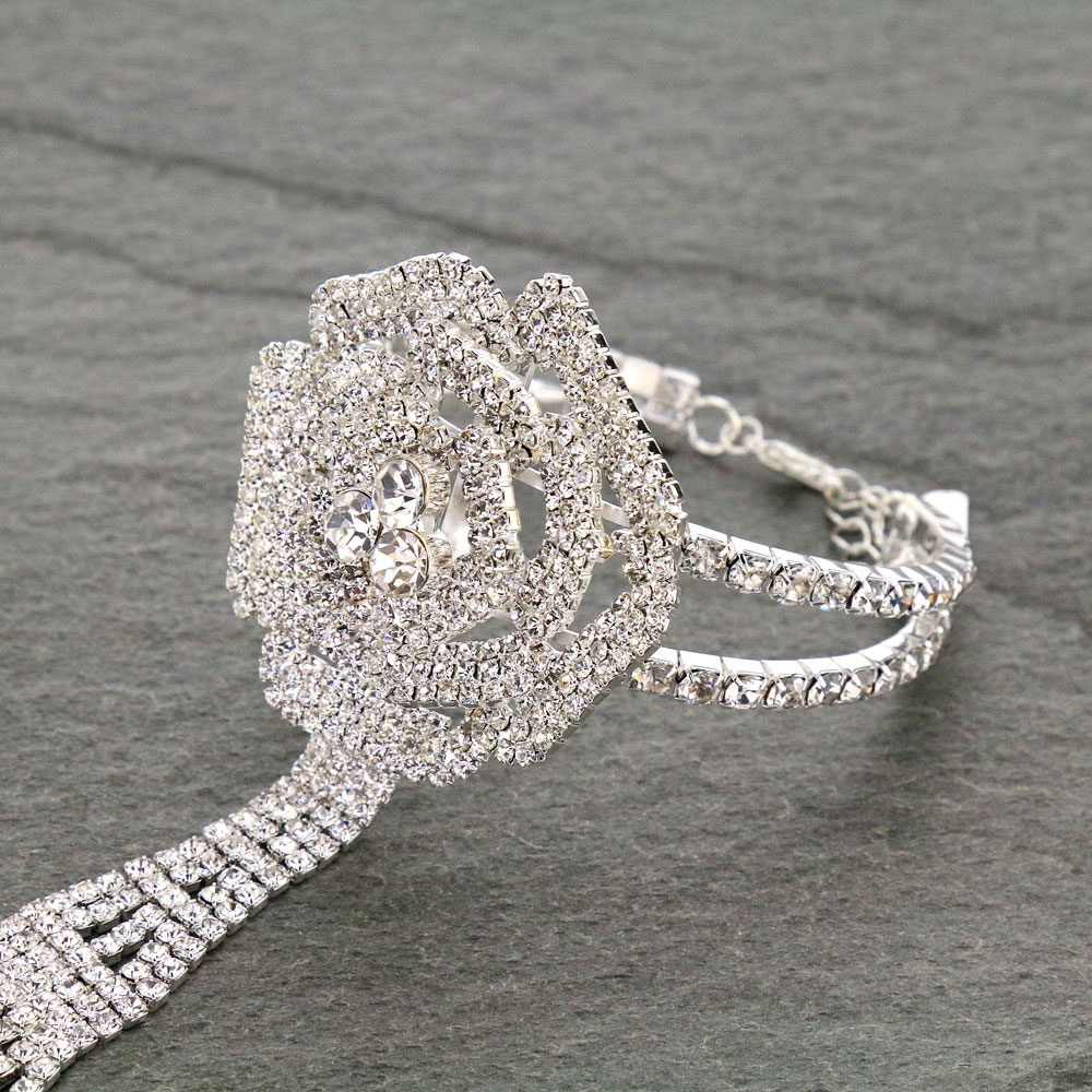 Rhinestone Bracelet Ring Set - Image 2