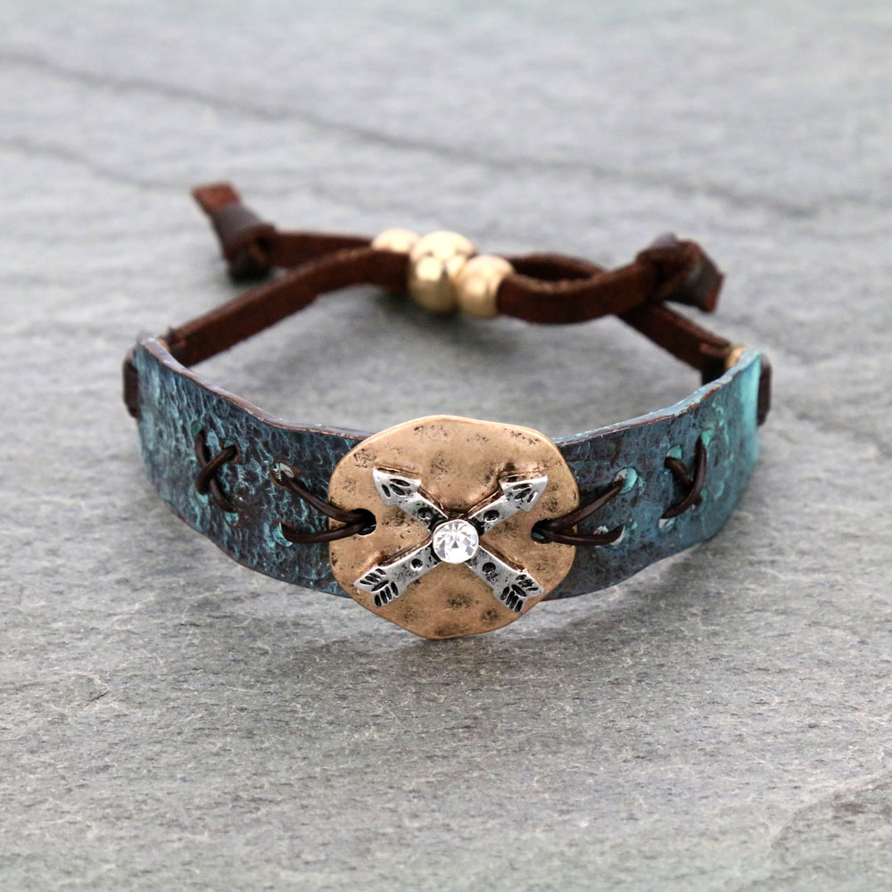 Western Arrow Leather Stretch Bracelet