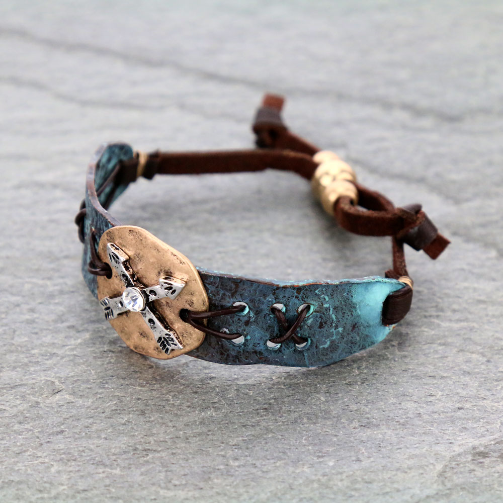 Western Arrow Leather Stretch Bracelet - Image 2