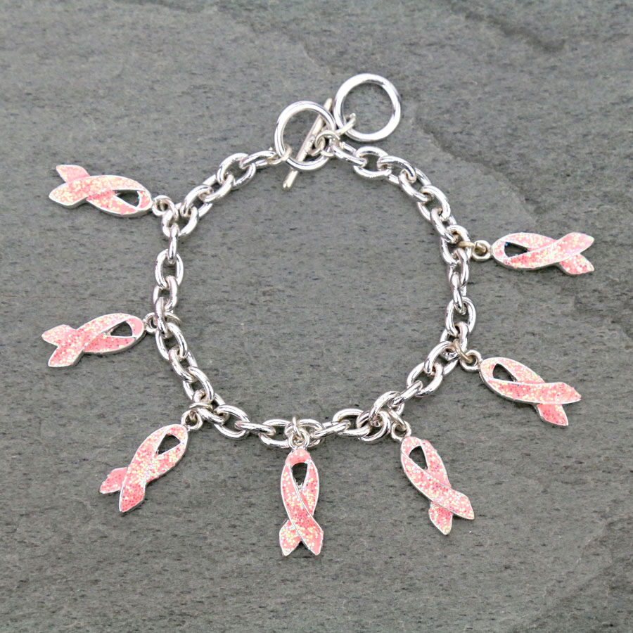 Pink Ribbon Charm Bracelet