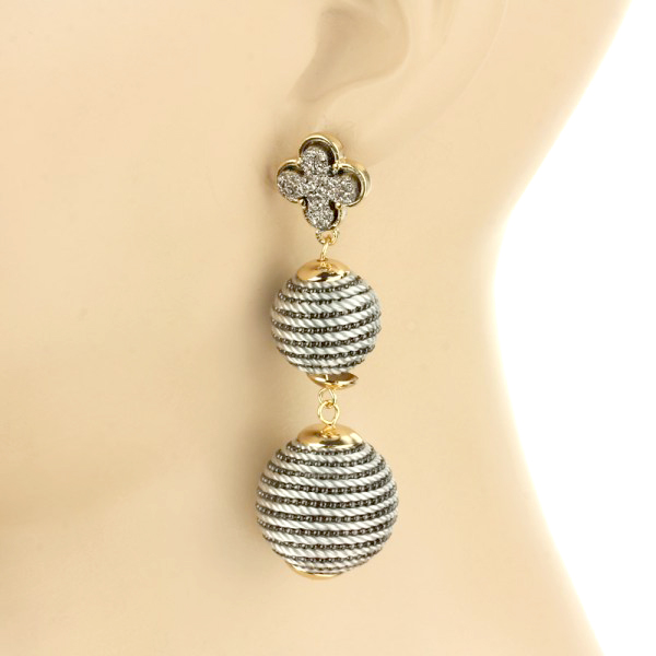 Thread Ball Druzy Clover Post Earrings - Image 2