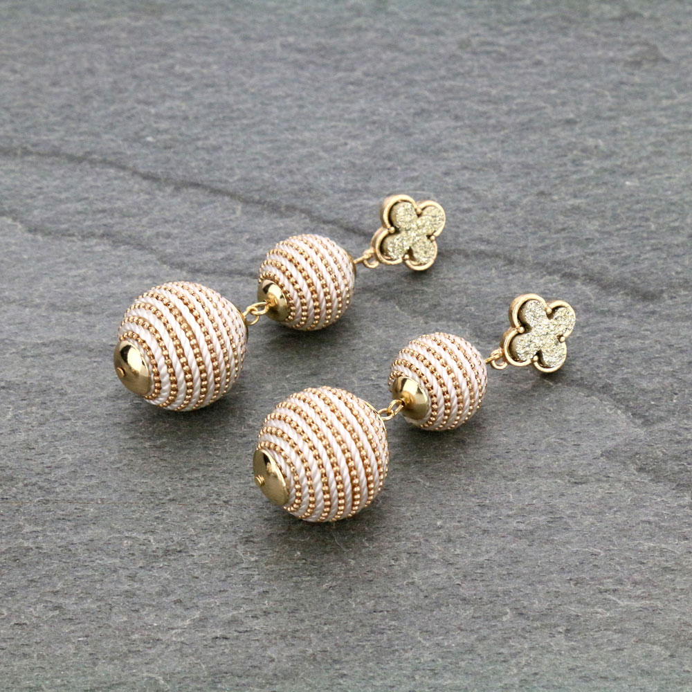 Thread Ball Druzy Clover Post Earrings