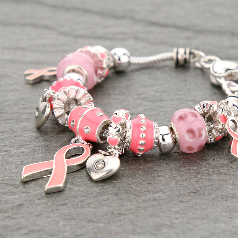 Pink Ribbon Stretch Bracelet - Image 2