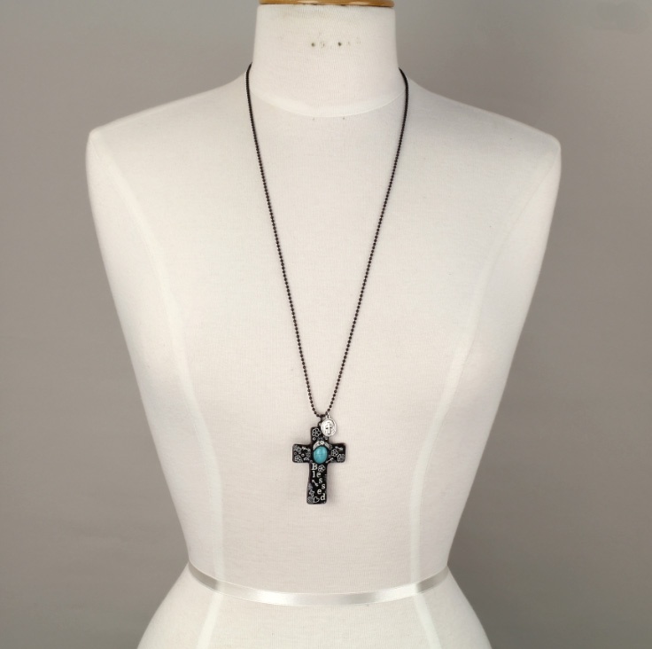 "Blessed" Inspiration Cross Necklace - Image 2