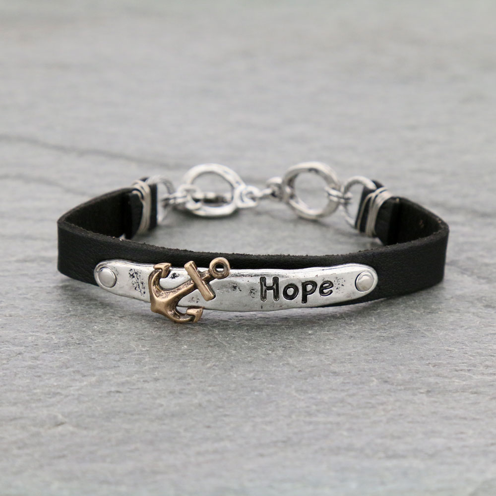 Fashion "Hope" Faux Leather Bracelet