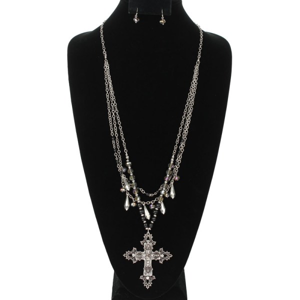 Western Style Cross Long Necklace Set - Image 2
