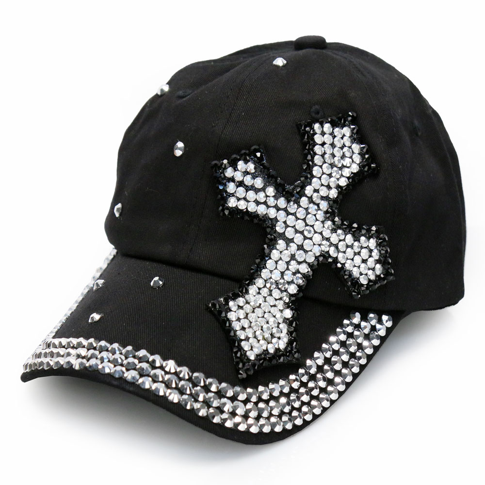 Cross Rhinestone Cap